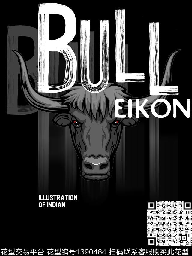 动物牛定位男装印花数码印花华亿平台下载（图片编号: 1390464） - 瓦栏（Walan）