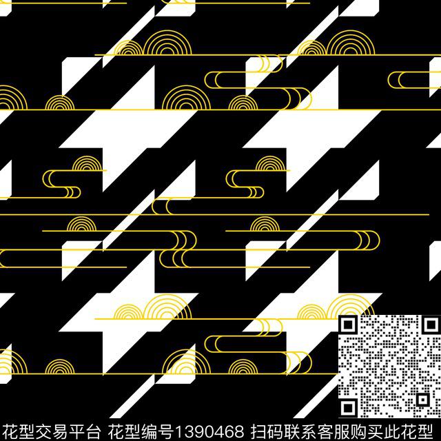 几何黑白华亿平台条格数码印花华亿平台下载（图片编号: 1390468） - 瓦栏（Walan）