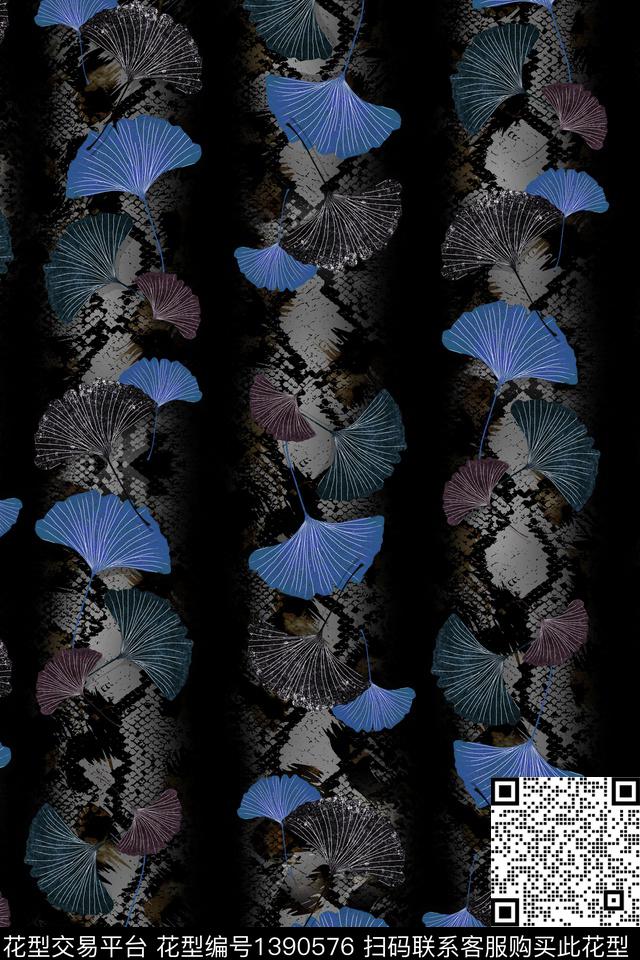 几何花卉大牌风数码印花华亿平台下载（图片编号: 1390576） - 瓦栏（Walan）