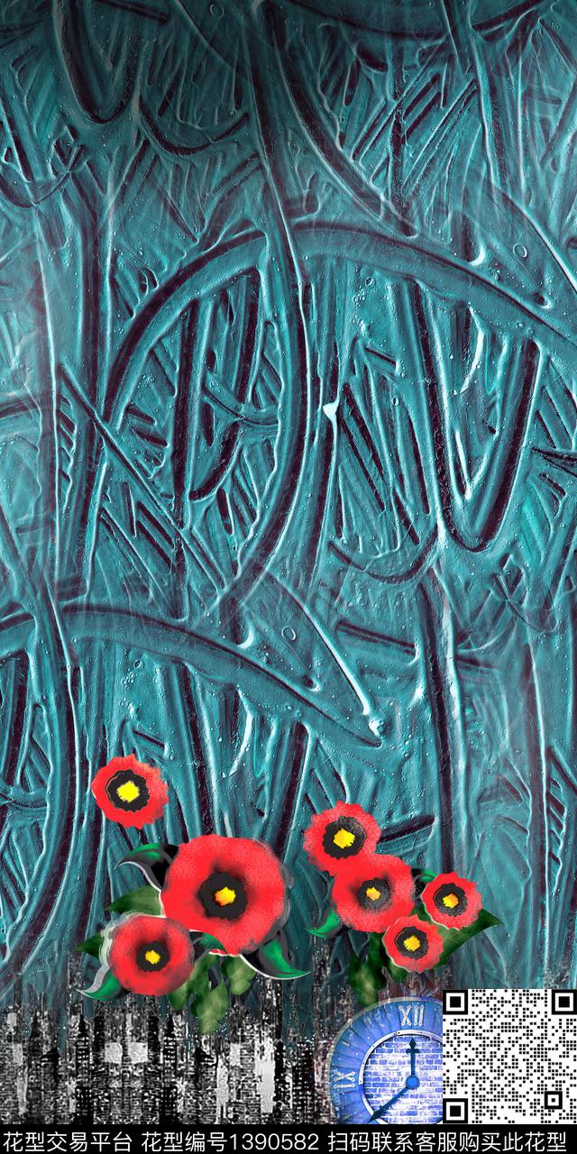 大牌风抽象油画华亿平台数码印花华亿平台下载（图片编号: 1390582） - 瓦栏（Walan）