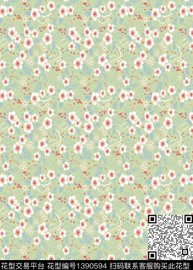 连衣裙花卉小碎花数码印花华亿平台下载（图片编号: 1390594） - 瓦栏（Walan）