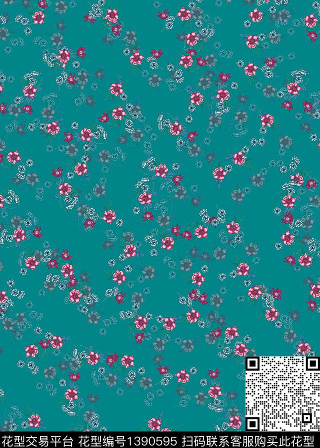 连衣裙花卉小碎花数码印花华亿平台下载（图片编号: 1390595） - 瓦栏（Walan）