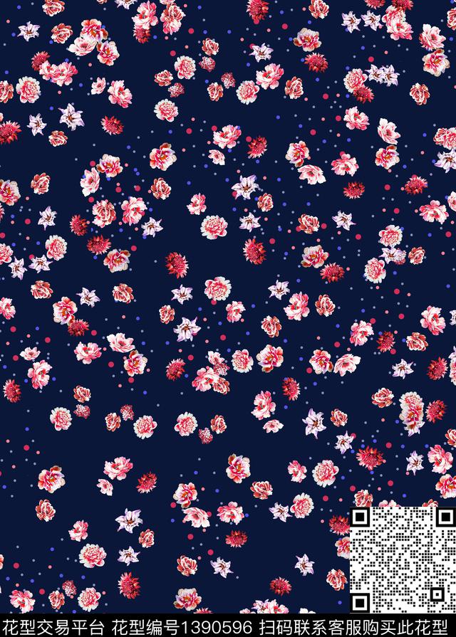 连衣裙花卉小碎花数码印花华亿平台下载（图片编号: 1390596） - 瓦栏（Walan）