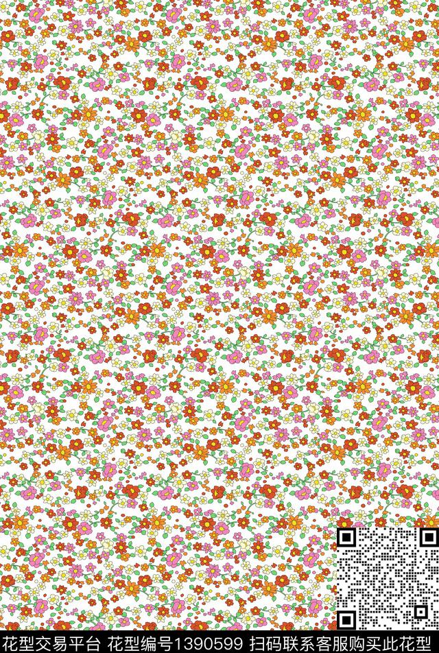 连衣裙花卉小碎花数码印花华亿平台下载（图片编号: 1390599） - 瓦栏（Walan）