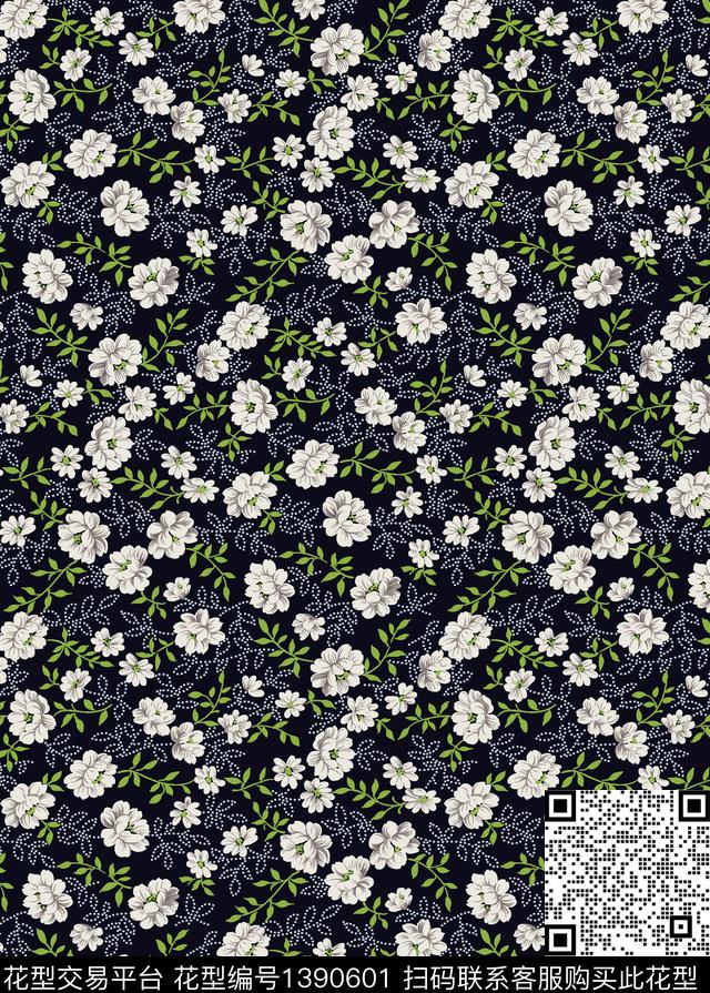 连衣裙花卉小碎花数码印花华亿平台下载（图片编号: 1390601） - 瓦栏（Walan）