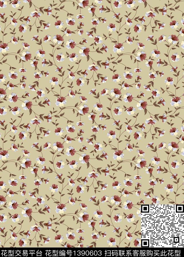 连衣裙花卉小碎花数码印花华亿平台下载（图片编号: 1390603） - 瓦栏（Walan）