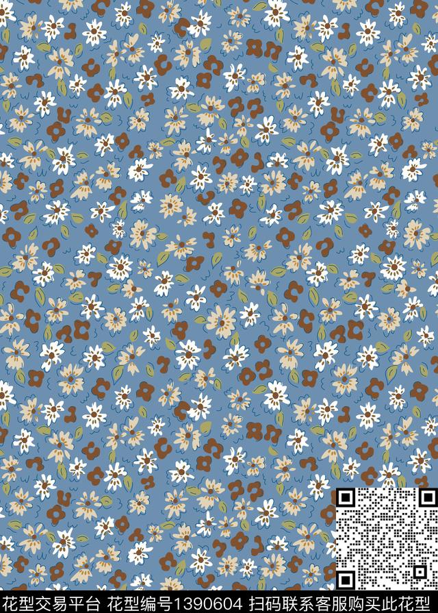 连衣裙花卉小碎花数码印花华亿平台下载（图片编号: 1390604） - 瓦栏（Walan）