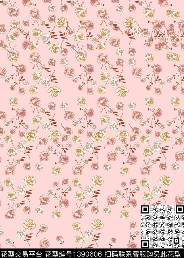 连衣裙花卉小碎花数码印花华亿平台下载（图片编号: 1390606） - 瓦栏（Walan）