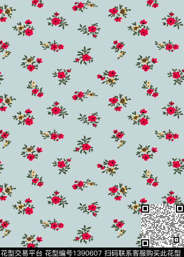连衣裙花卉小碎花数码印花华亿平台下载（图片编号: 1390607） - 瓦栏（Walan）