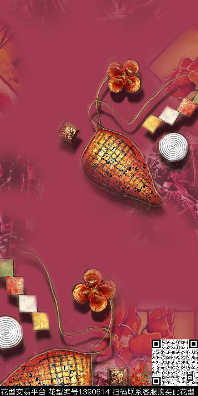 时尚大牌风抽象数码印花华亿平台下载（图片编号: 1390614） - 瓦栏（Walan）