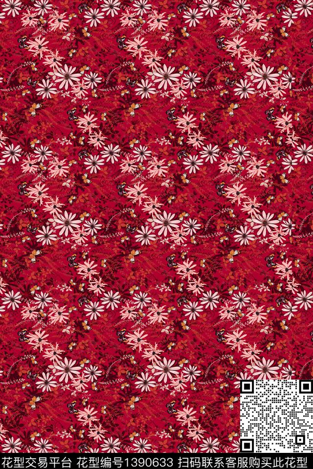 几何花卉条纹数码印花华亿平台下载（图片编号: 1390633） - 瓦栏（Walan）