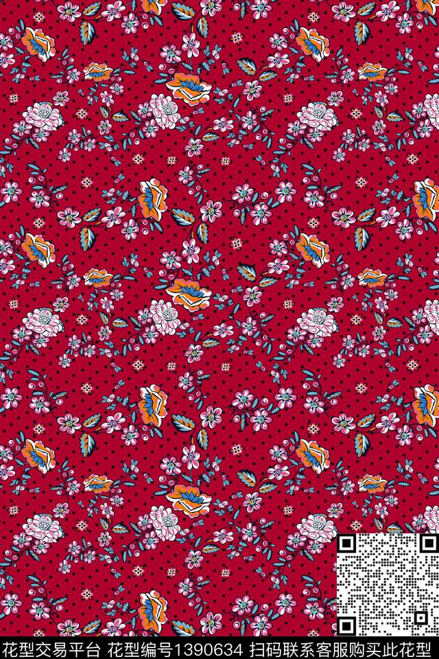 几何花卉条纹数码印花华亿平台下载（图片编号: 1390634） - 瓦栏（Walan）