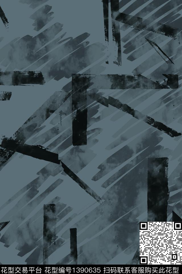 几何男装满版花抽象传统印花华亿平台下载（图片编号: 1390635） - 瓦栏（Walan）