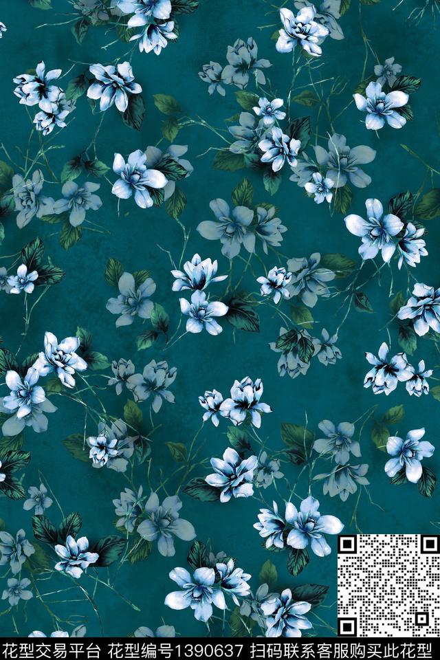 几何花卉条纹数码印花华亿平台下载（图片编号: 1390637） - 瓦栏（Walan）