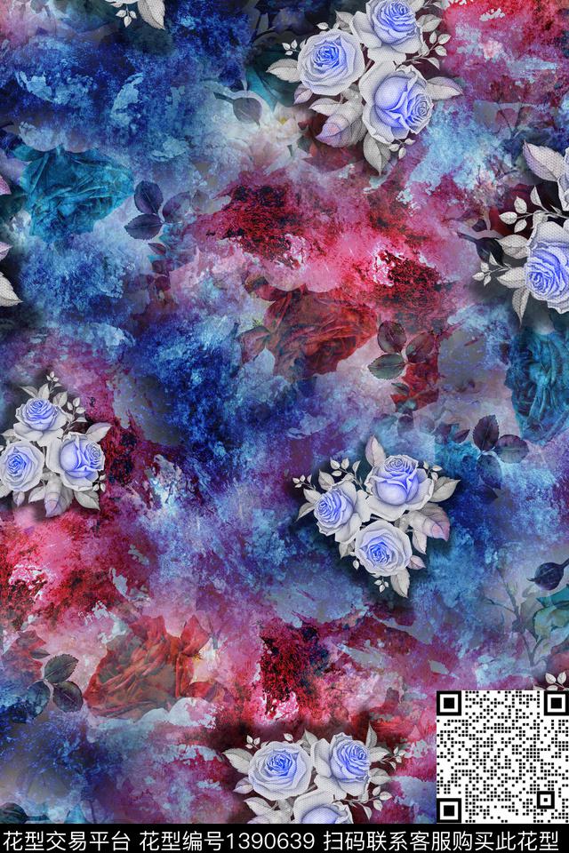 几何大牌风抽象数码印花华亿平台下载（图片编号: 1390639） - 瓦栏（Walan）