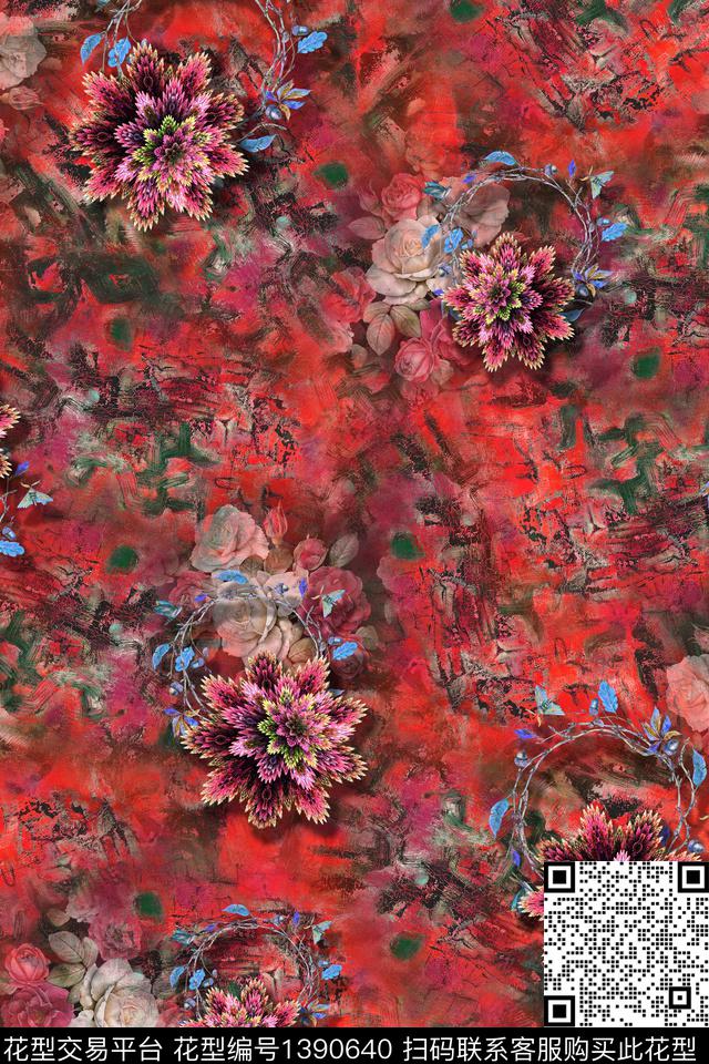 几何大牌风抽象数码印花华亿平台下载（图片编号: 1390640） - 瓦栏（Walan）