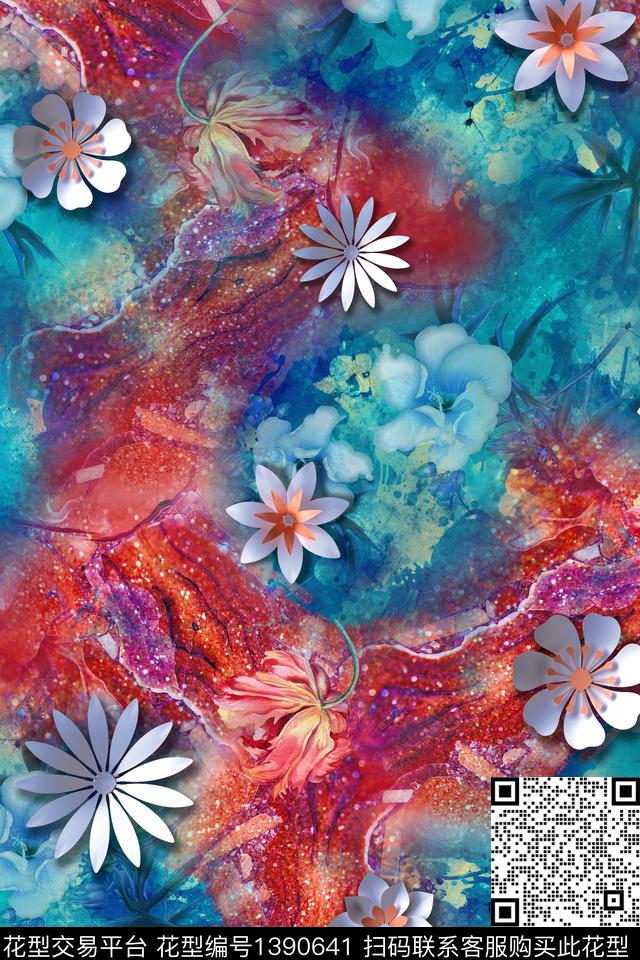 几何大牌风抽象数码印花华亿平台下载（图片编号: 1390641） - 瓦栏（Walan）