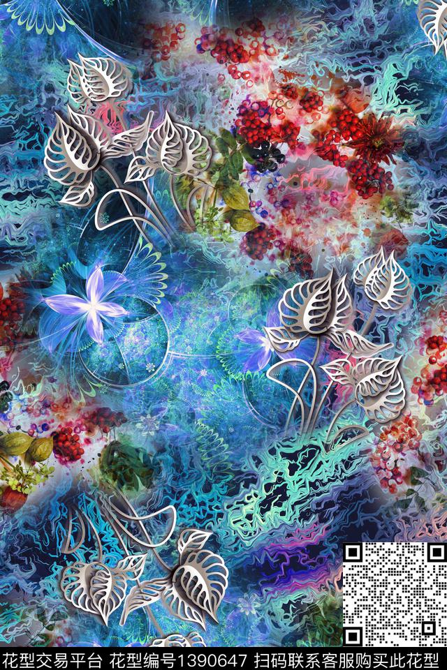 几何大牌风抽象数码印花华亿平台下载（图片编号: 1390647） - 瓦栏（Walan）