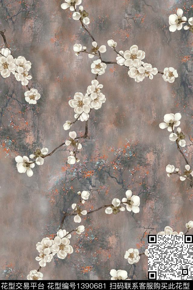梅花棉麻A-棉麻华亿平台数码印花华亿平台下载（图片编号: 1390681） - 瓦栏（Walan）