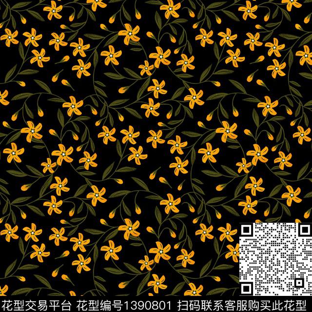 复古花卉大牌风数码印花华亿平台下载（图片编号: 1390801） - 瓦栏（Walan）