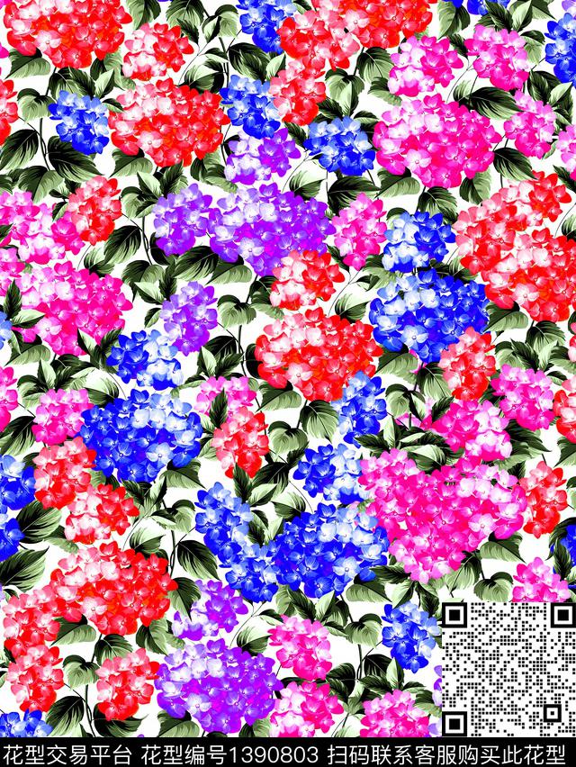 花卉大牌风印花数码印花华亿平台下载（图片编号: 1390803） - 瓦栏（Walan）