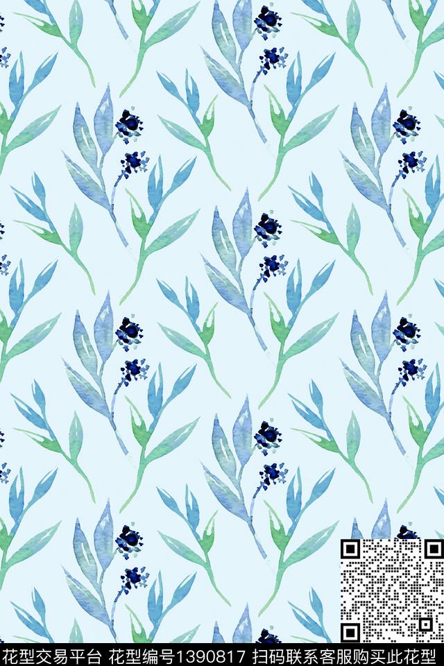 清爽底花卉满版散花年轻女性传统印花华亿平台下载（图片编号: 1390817） - 瓦栏（Walan）