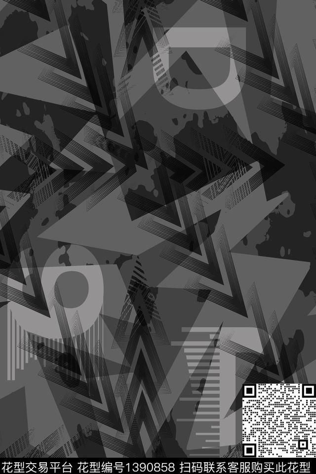 几何字母男装满版花传统印花华亿平台下载（图片编号: 1390858） - 瓦栏（Walan）