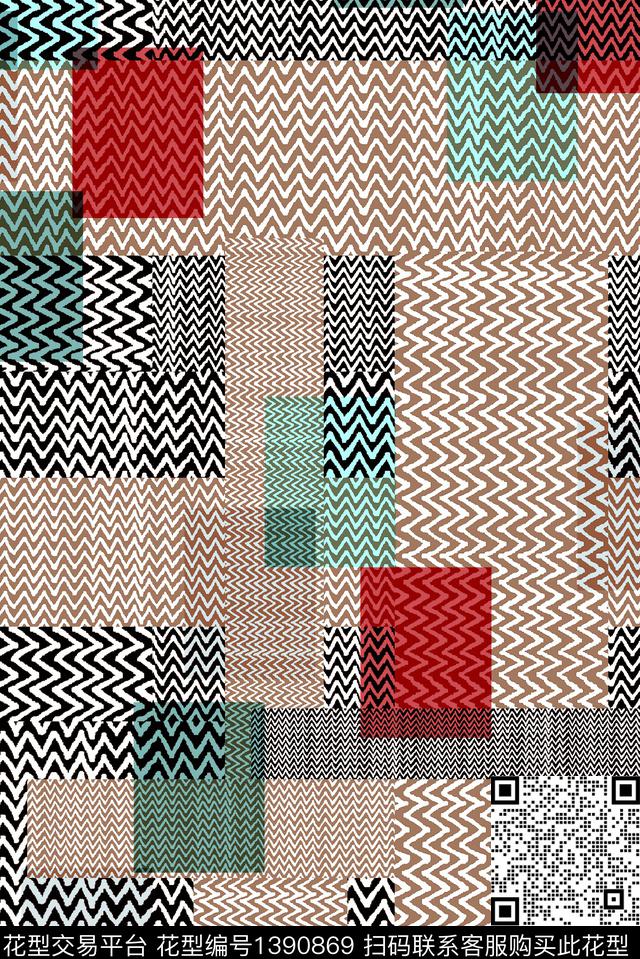 几何女装大牌风数码印花华亿平台下载（图片编号: 1390869） - 瓦栏（Walan）