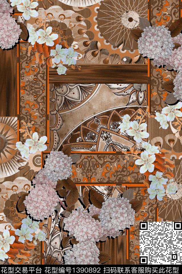 中国风真丝香云纱数码印花华亿平台下载（图片编号: 1390892） - 瓦栏（Walan）