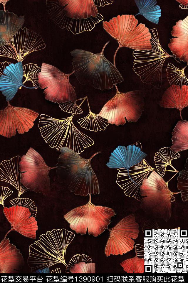 大牌风香云纱抽象数码印花华亿平台下载（图片编号: 1390901） - 瓦栏（Walan）