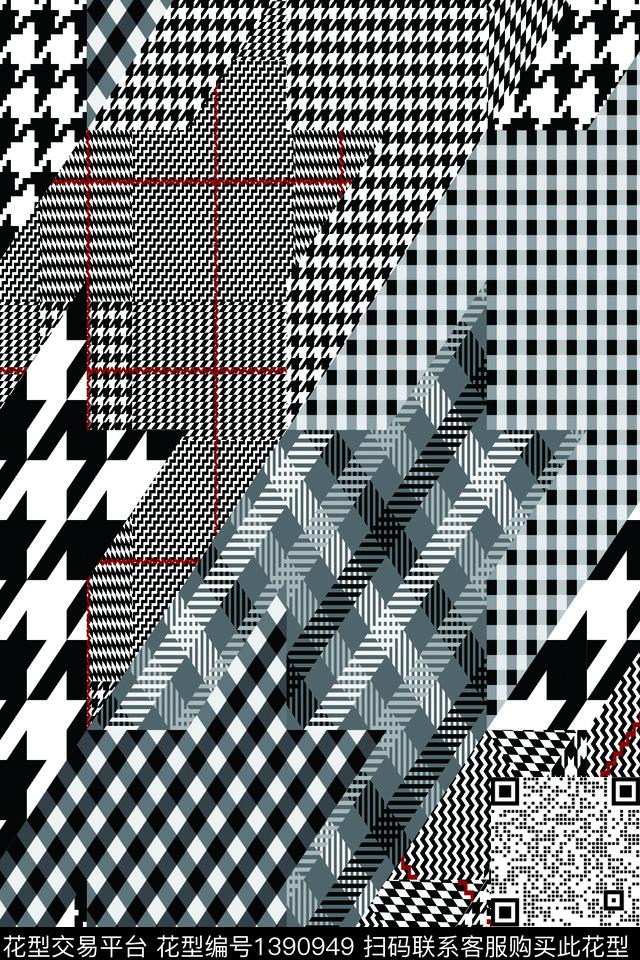 线条黑白华亿平台黑白条纹传统印花华亿平台下载（图片编号: 1390949） - 瓦栏（Walan）