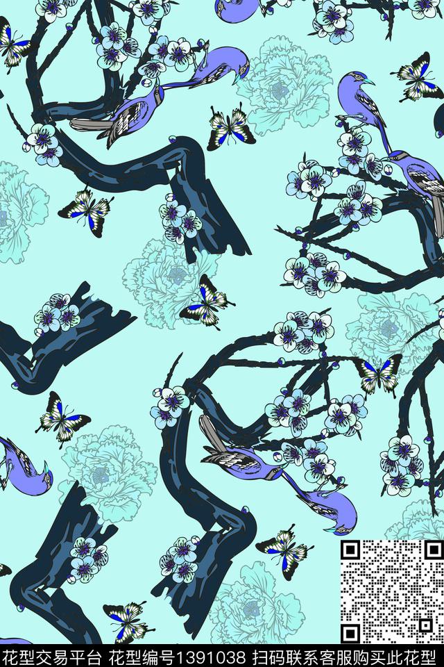 花鸟花卉大牌风数码印花华亿平台下载（图片编号: 1391038） - 瓦栏（Walan）