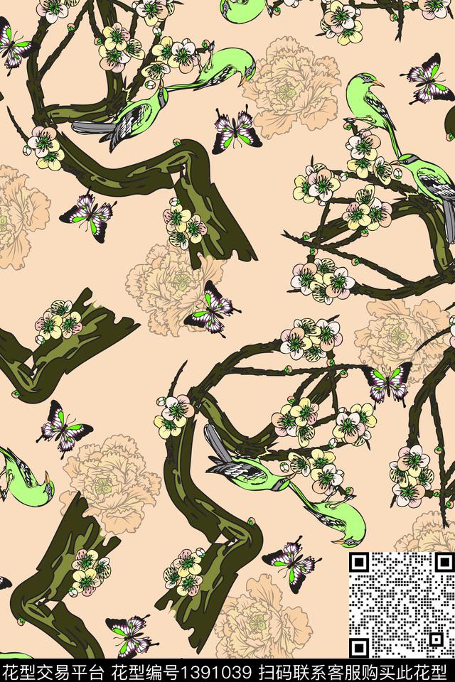花鸟花卉大牌风数码印花华亿平台下载（图片编号: 1391039） - 瓦栏（Walan）