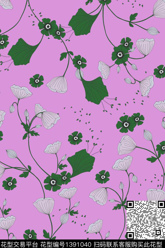 花卉蝴蝶兰大牌风数码印花华亿平台下载（图片编号: 1391040） - 瓦栏（Walan）