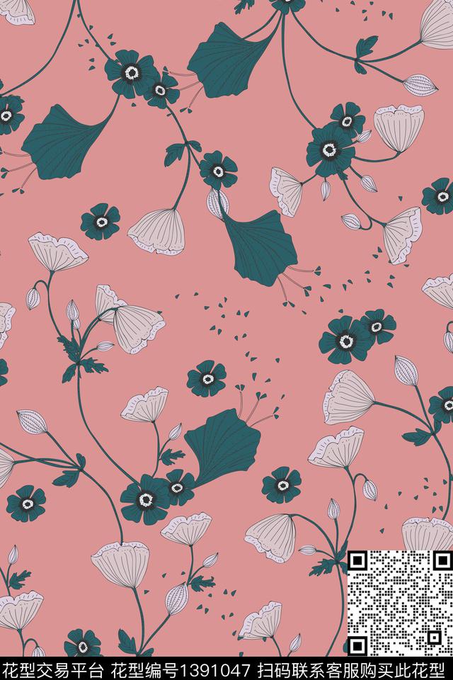 花卉大牌风年轻女性数码印花华亿平台下载（图片编号: 1391047） - 瓦栏（Walan）