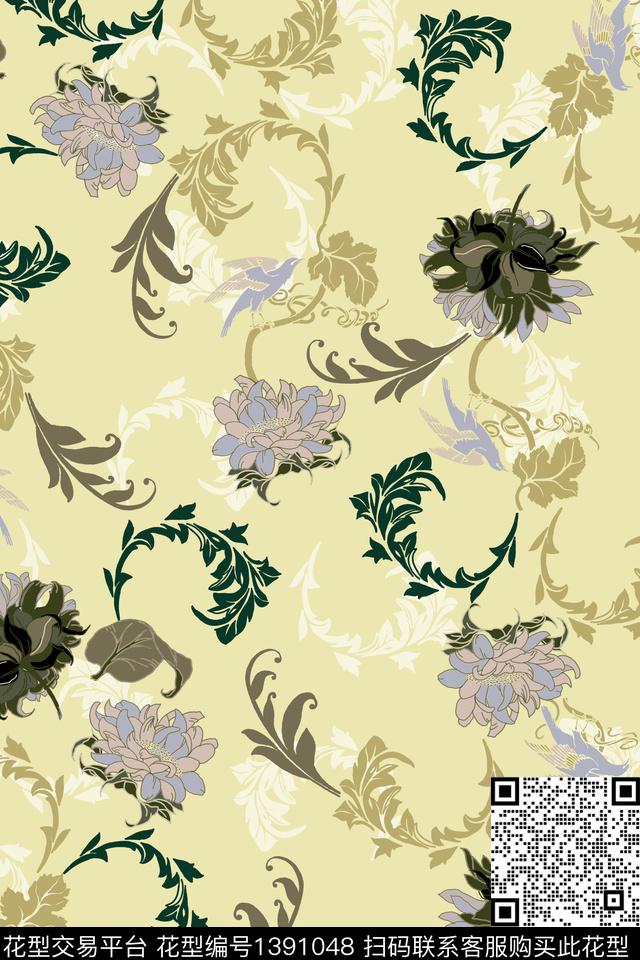 花卉年轻女性数码印花华亿平台下载（图片编号: 1391048） - 瓦栏（Walan）