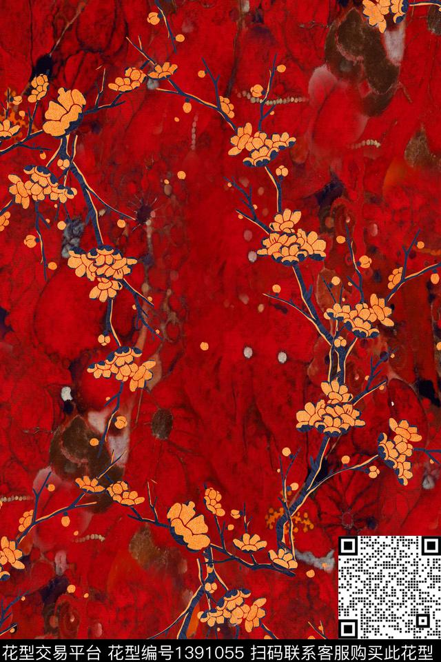 中国风中老年香云纱数码印花华亿平台下载（图片编号: 1391055） - 瓦栏（Walan）