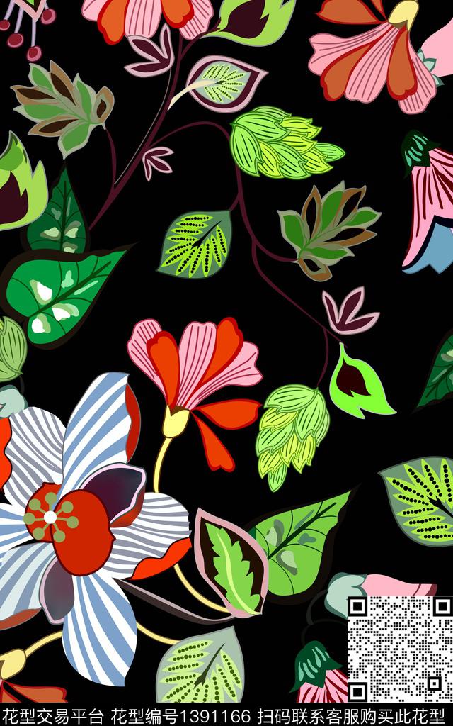 花卉大牌风热带华亿平台数码印花华亿平台下载（图片编号: 1391166） - 瓦栏（Walan）
