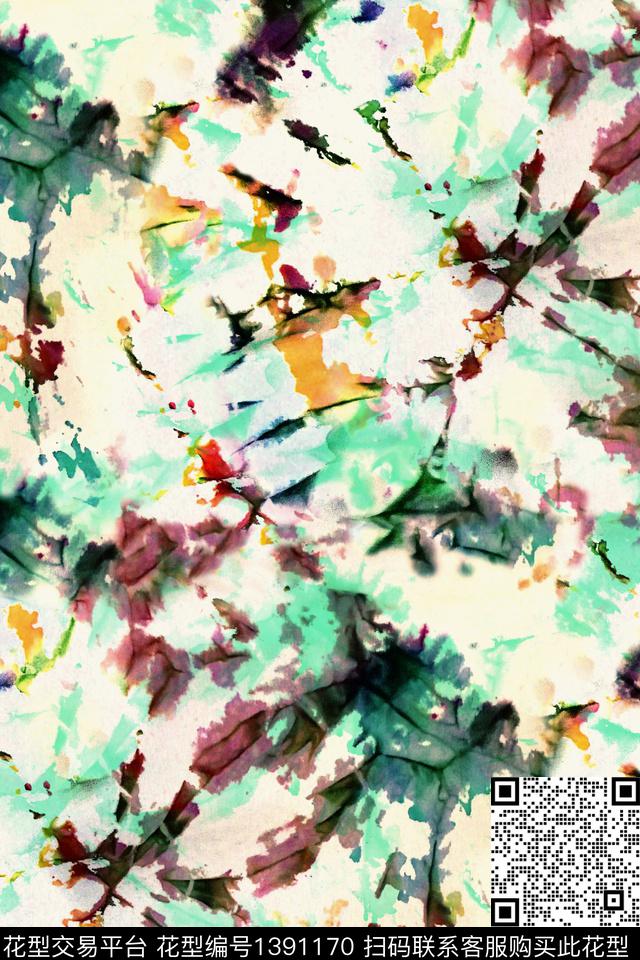 肌理水彩扎染华亿平台数码印花华亿平台下载（图片编号: 1391170） - 瓦栏（Walan）