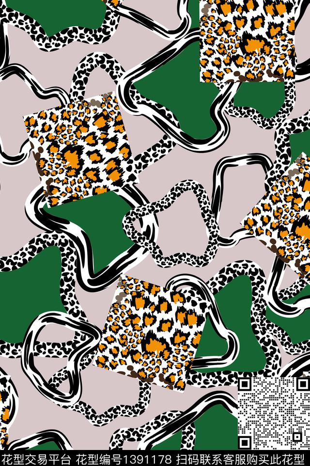 几何豹纹动物纹数码印花华亿平台下载（图片编号: 1391178） - 瓦栏（Walan）