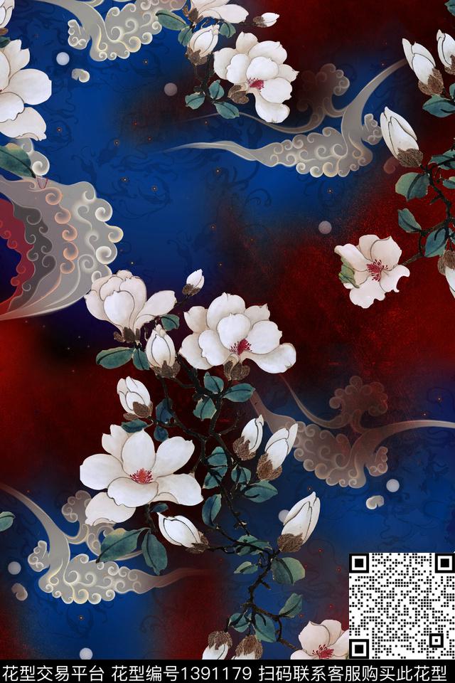 香云纱中国风复古旗袍花数码印花华亿平台下载（图片编号: 1391179） - 瓦栏（Walan）