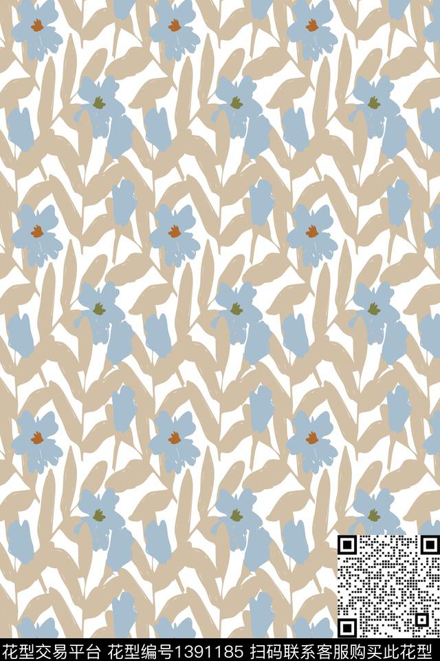 清爽底花卉年轻女性素雅传统印花华亿平台下载（图片编号: 1391185） - 瓦栏（Walan）