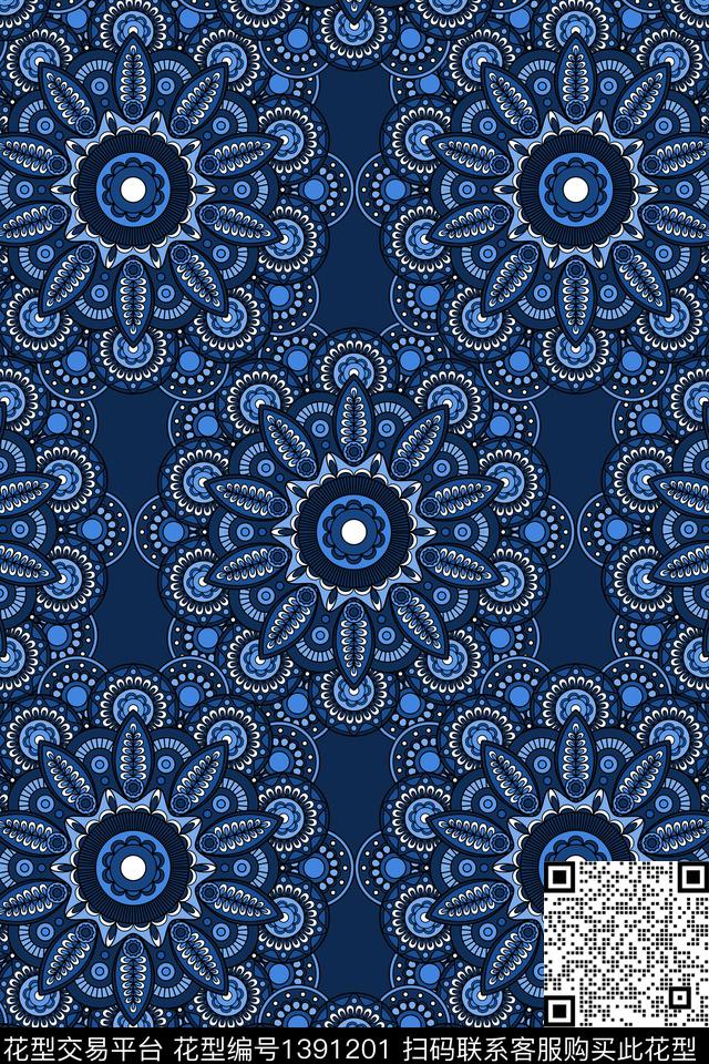 涂鸦花卉波西米亚数码印花华亿平台下载（图片编号: 1391201） - 瓦栏（Walan）