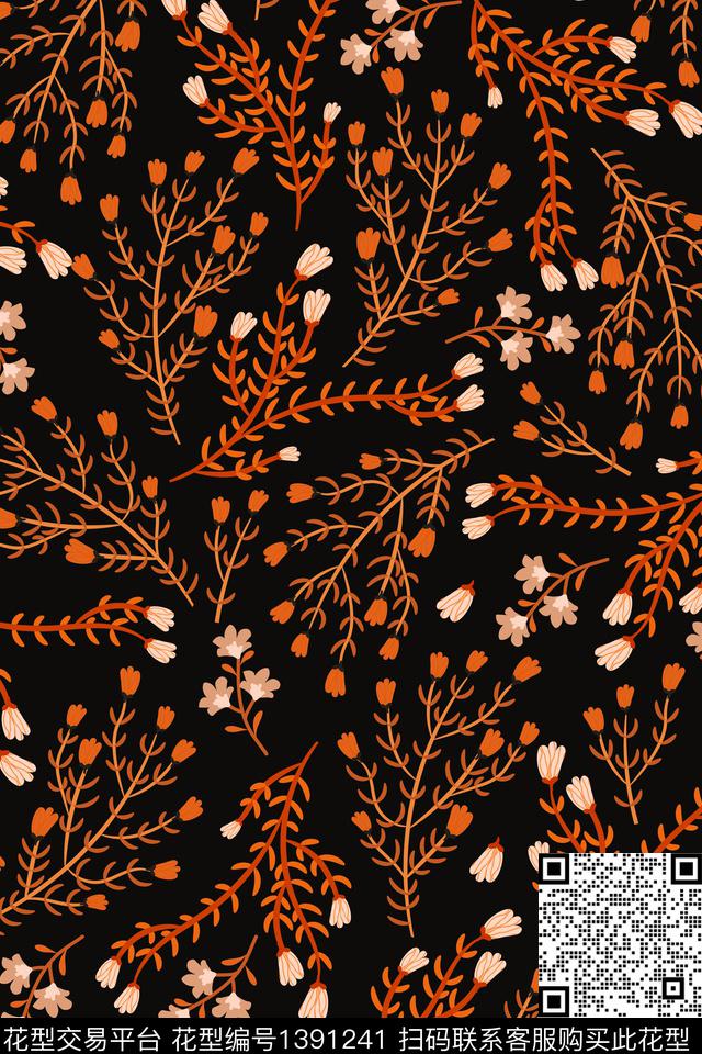 花卉大牌风植物数码印花华亿平台下载（图片编号: 1391241） - 瓦栏（Walan）