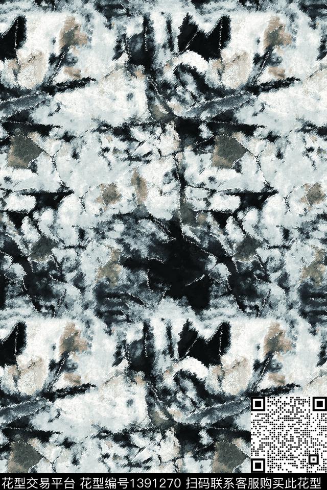 男装大牌风抽象数码印花华亿平台下载（图片编号: 1391270） - 瓦栏（Walan）