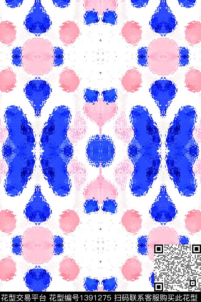 几何大牌风抽象数码印花华亿平台下载（图片编号: 1391275） - 瓦栏（Walan）