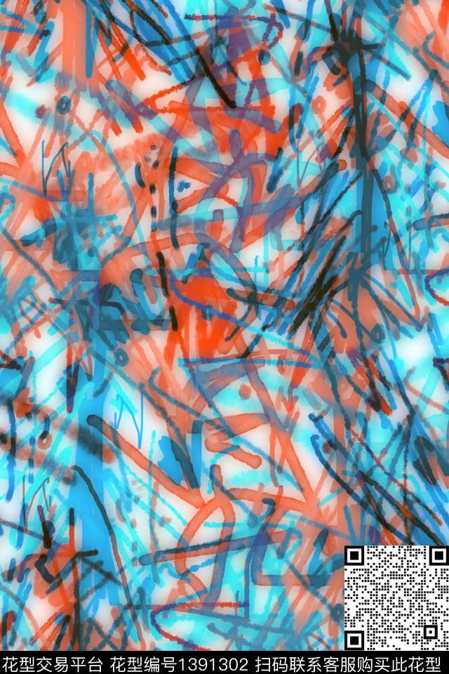 抽象男装户外家居服数码印花华亿平台下载（图片编号: 1391302） - 瓦栏（Walan）