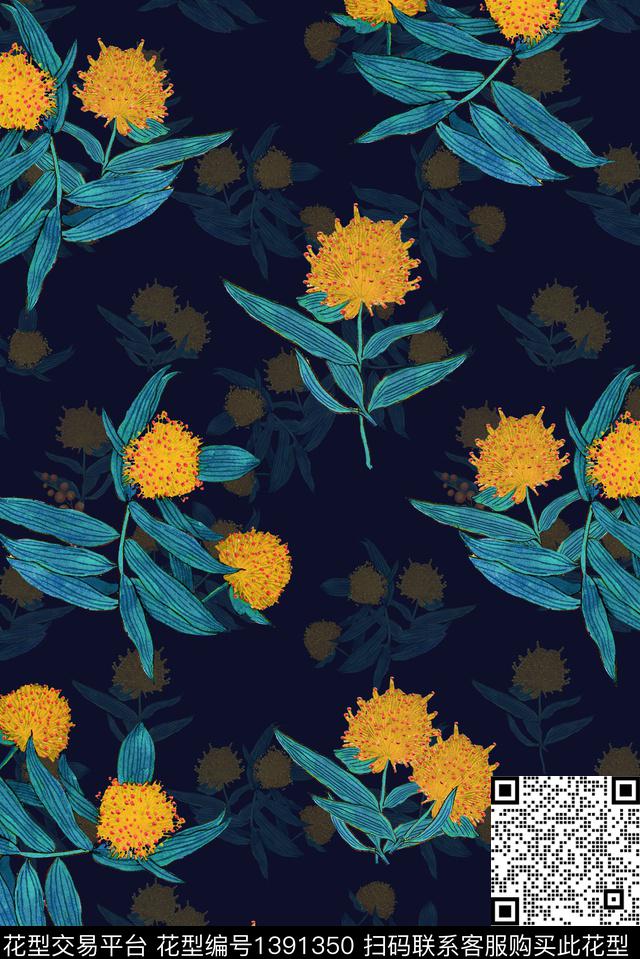 花卉大牌风休闲数码印花华亿平台下载（图片编号: 1391350） - 瓦栏（Walan）