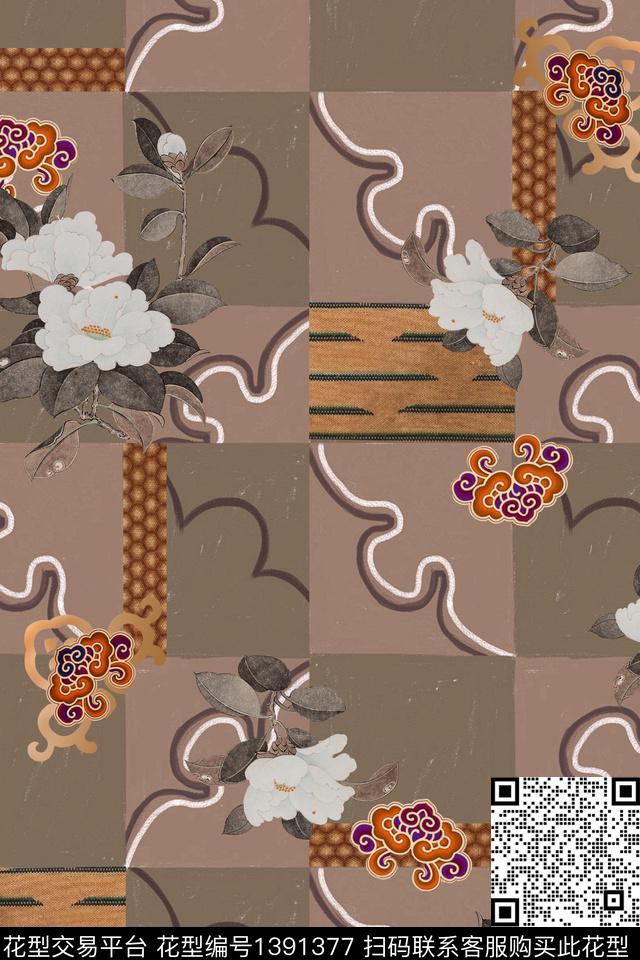 香云纱真丝复古旗袍数码印花华亿平台下载（图片编号: 1391377） - 瓦栏（Walan）