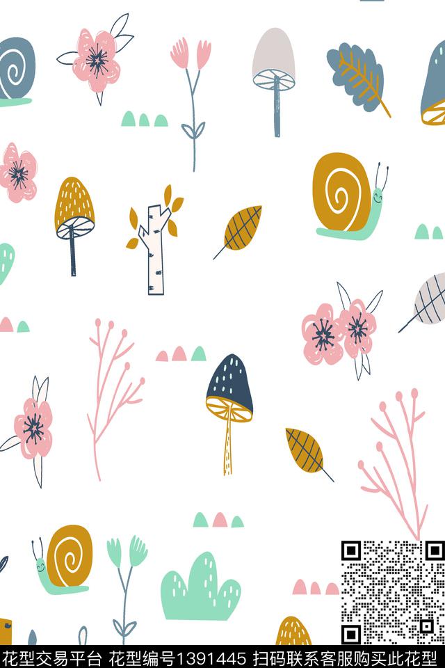 童装动物花卉清爽底花卉传统印花华亿平台下载（图片编号: 1391445） - 瓦栏（Walan）